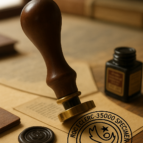 SCEAU FUNERAIRE LAITON manche bois vernis Ø 25mm